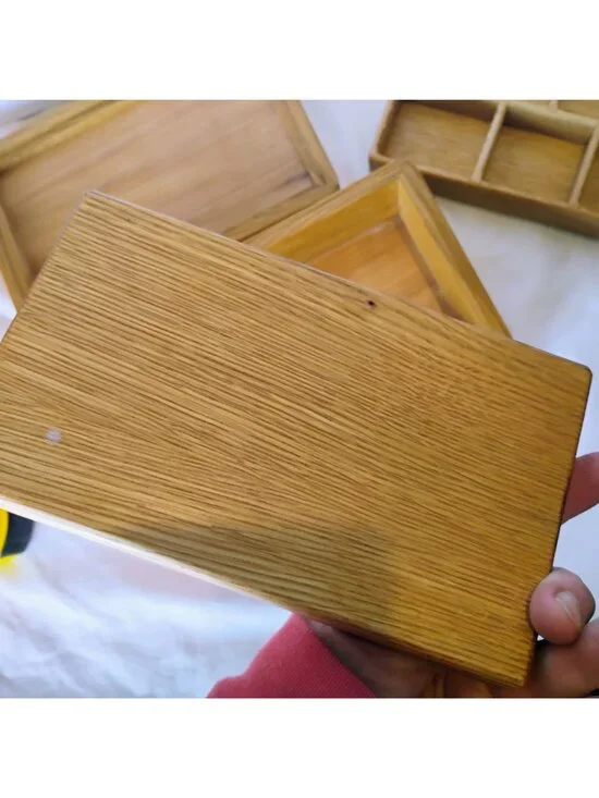 Small Handmade Wooden Dresser Storage Box w/Removable Inserts & Sectioned Trays - Picture 9 of 9